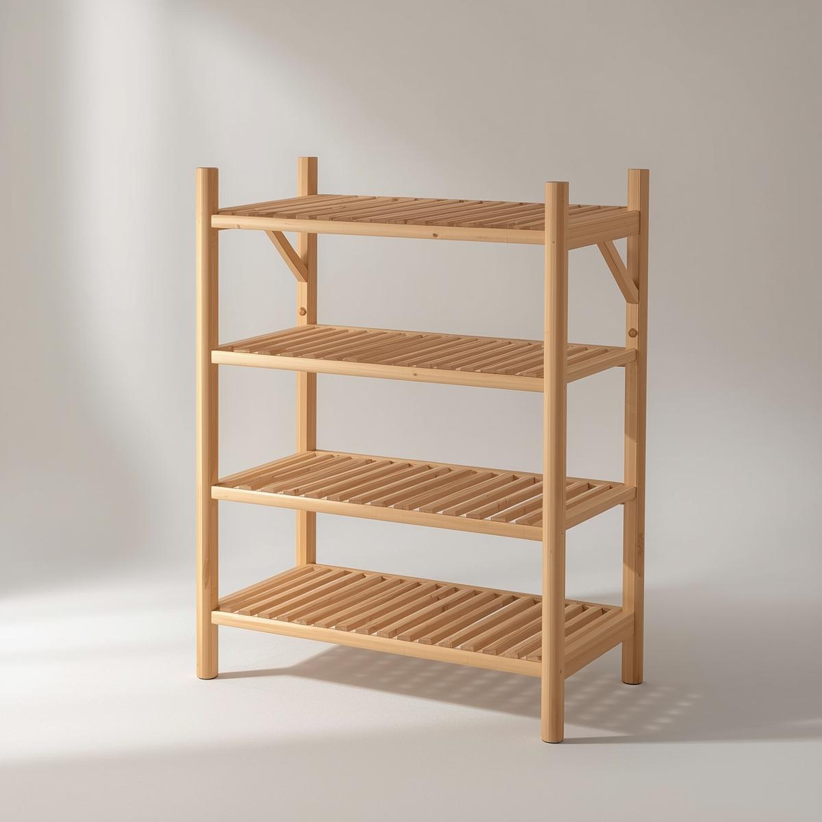 Rak Sepatu Bambu 4 Tier