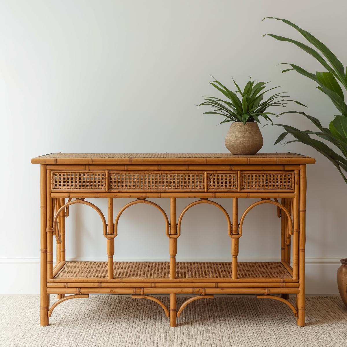 Meja Konsol Bambu Vintage